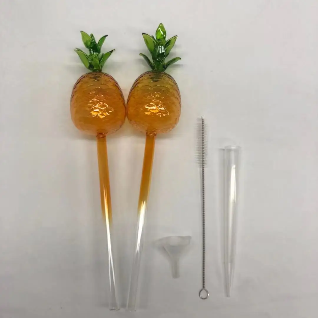 Set of 2 Glass Pineapple Shape Potted Plants Self-Watering Garden Drip Globes for Watering & Irrigation