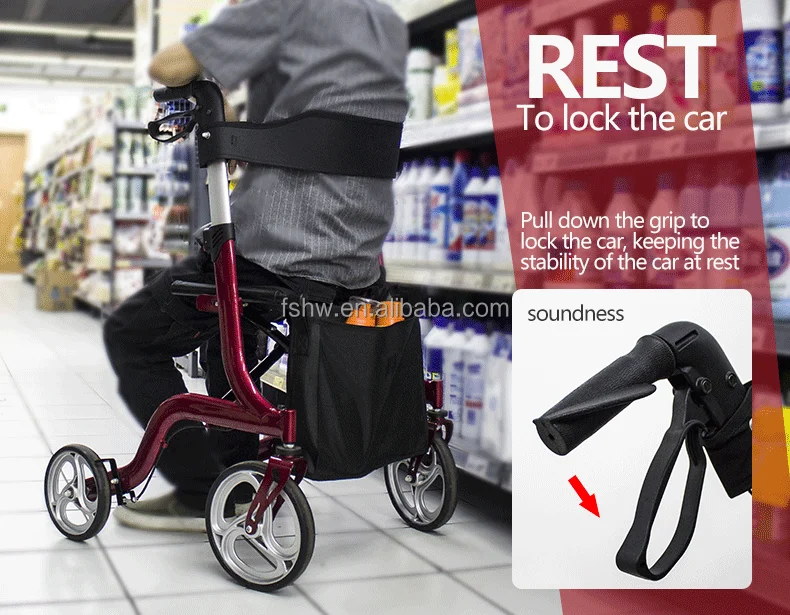 Sensitive Hand Brake For Wheelchair Support Walking Folding Rollator