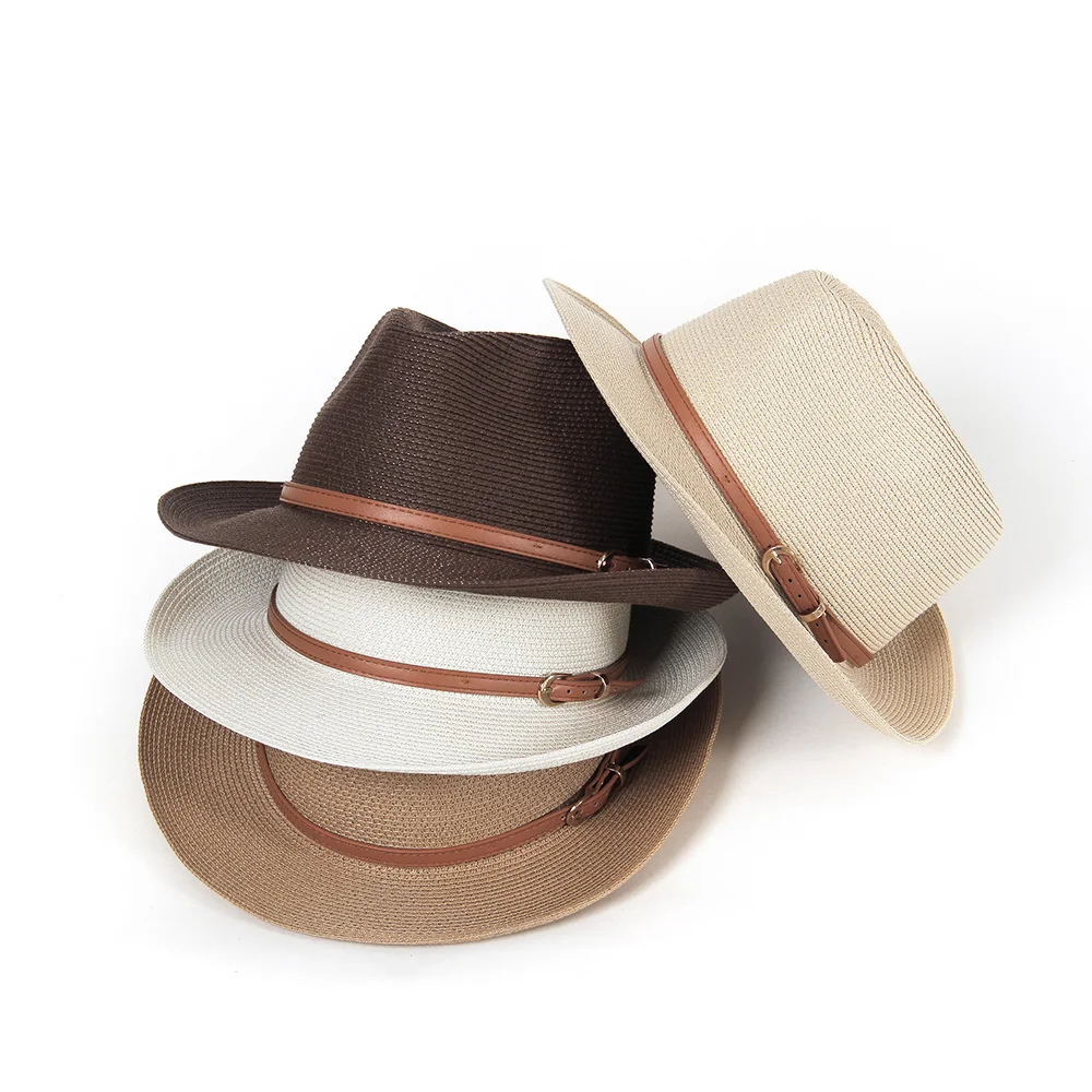 Customized cheap summer beach straw hat for men wholesale panama cap straw hat one piece sample free