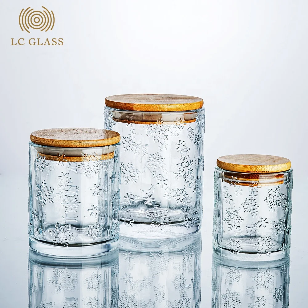 wholesale empey candle glass jar with lid &candle containers with Bamboo lids