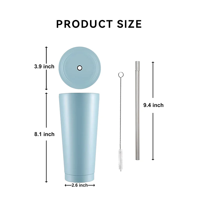 Customized logo 20 oz Tumbler Travel Double Wall Stainless Steel Coffee Cups 20oz Tumbler with Lids and Straws