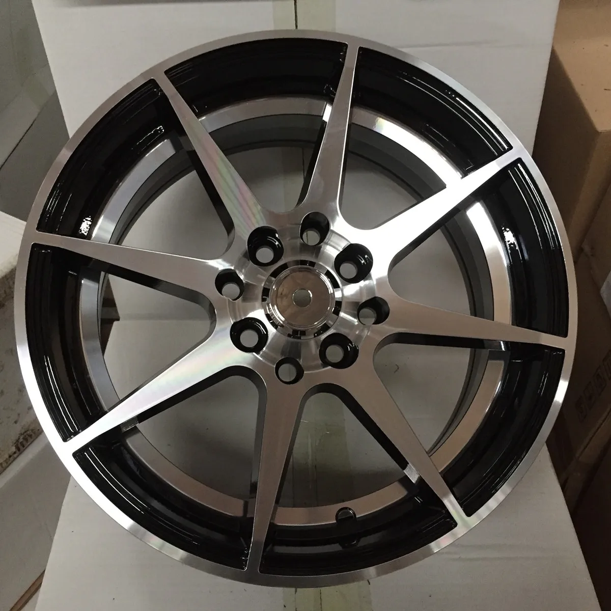550 Popular customized aluminum 8X114.3 15 inch black multi spoke alloy car wheels