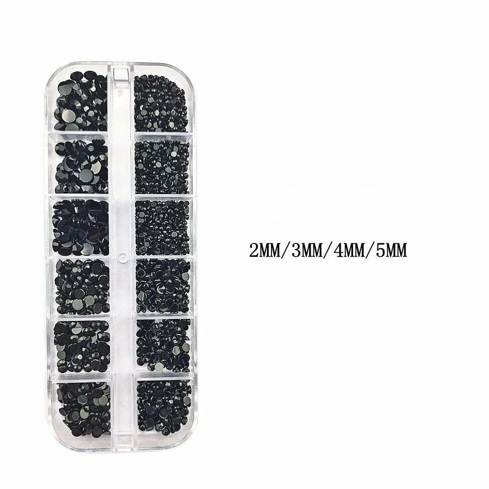 Wholesale Nail Supplier Accessories 12 Grids Flat Back AB Glass Rhinestones 3D Diamond Nail Decorations