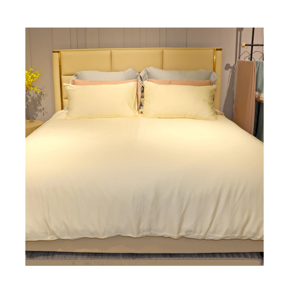 Custom Colors Logo Natural Pure Bamboo Bed Sheets 100% Organic Grey Sheet Set Duvet Cover Bamboo Bedsheets Bedding Set Bamboo