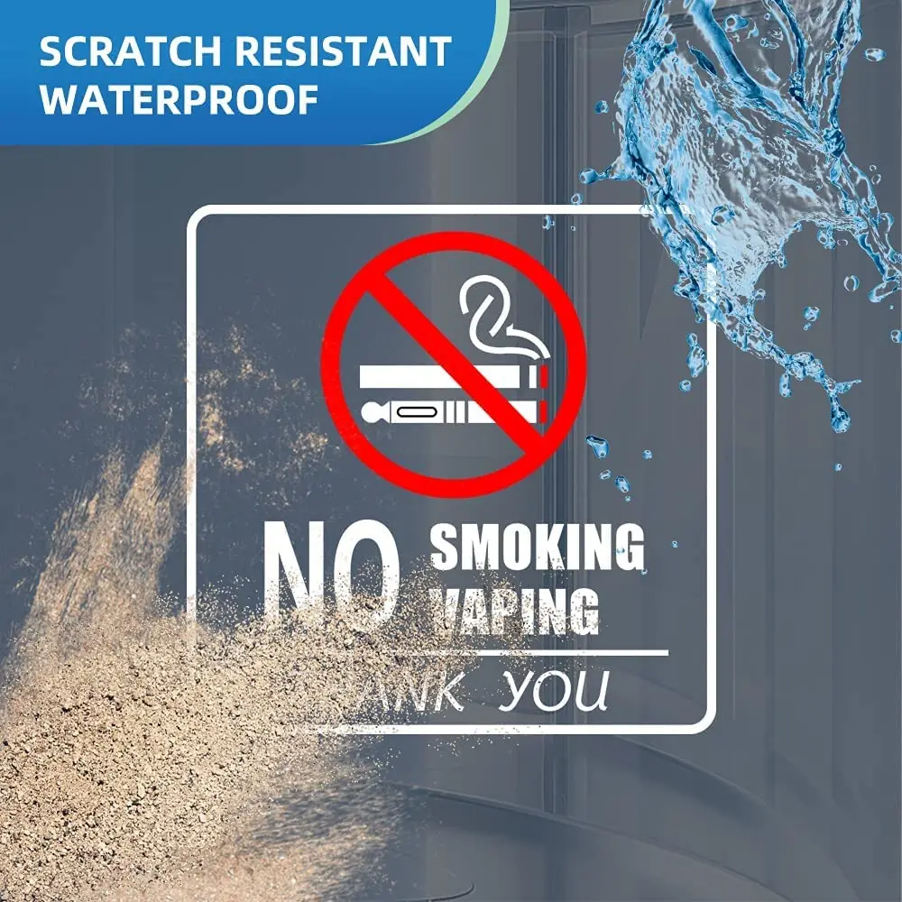 Wholesale 6X6 Waterproof Clear No Smoking Window Sticker Vinyl No Smoking No Vaping Sign Decals for Vehicles
