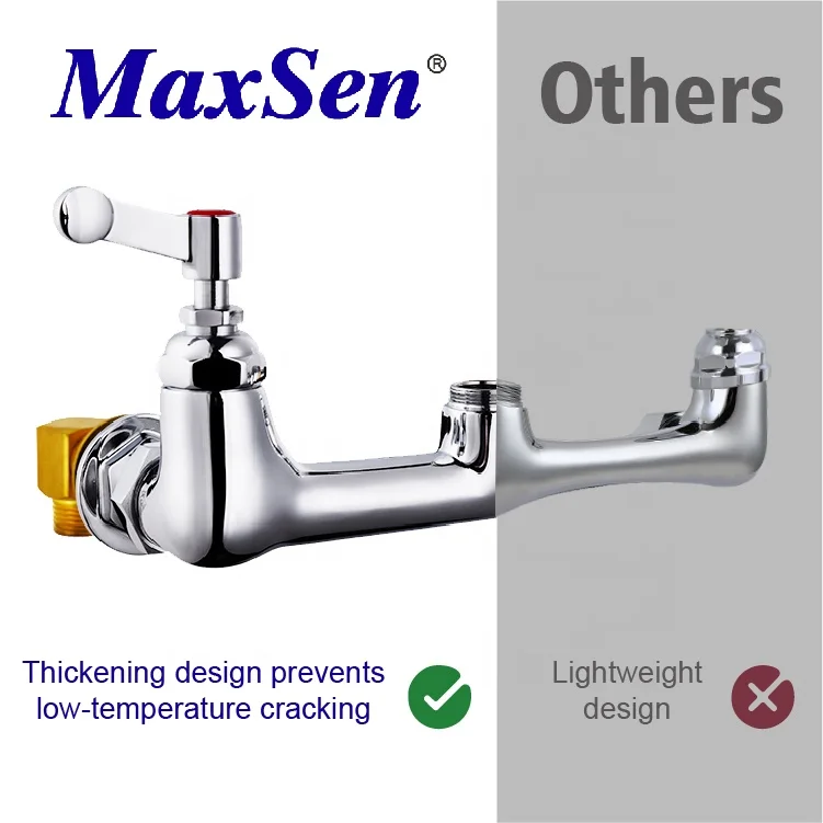 Adjustable Center Wall Mount Kitchen Sink Tap Wall Mounted Kitchen Faucet Dual Handle Kitchen Mixer Faucet Maxsen Tap