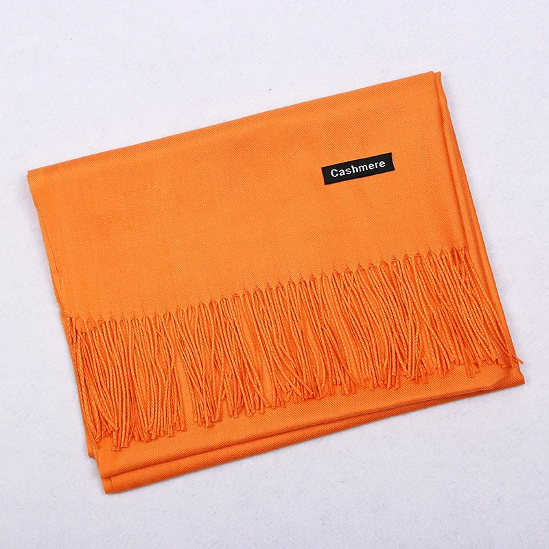 Winter Fashion Soft Pashmina Scarf Ladies Scarves Shawls Stylish Warm Wholesale Custom Plain Tassel Cashmere Scarf for Women