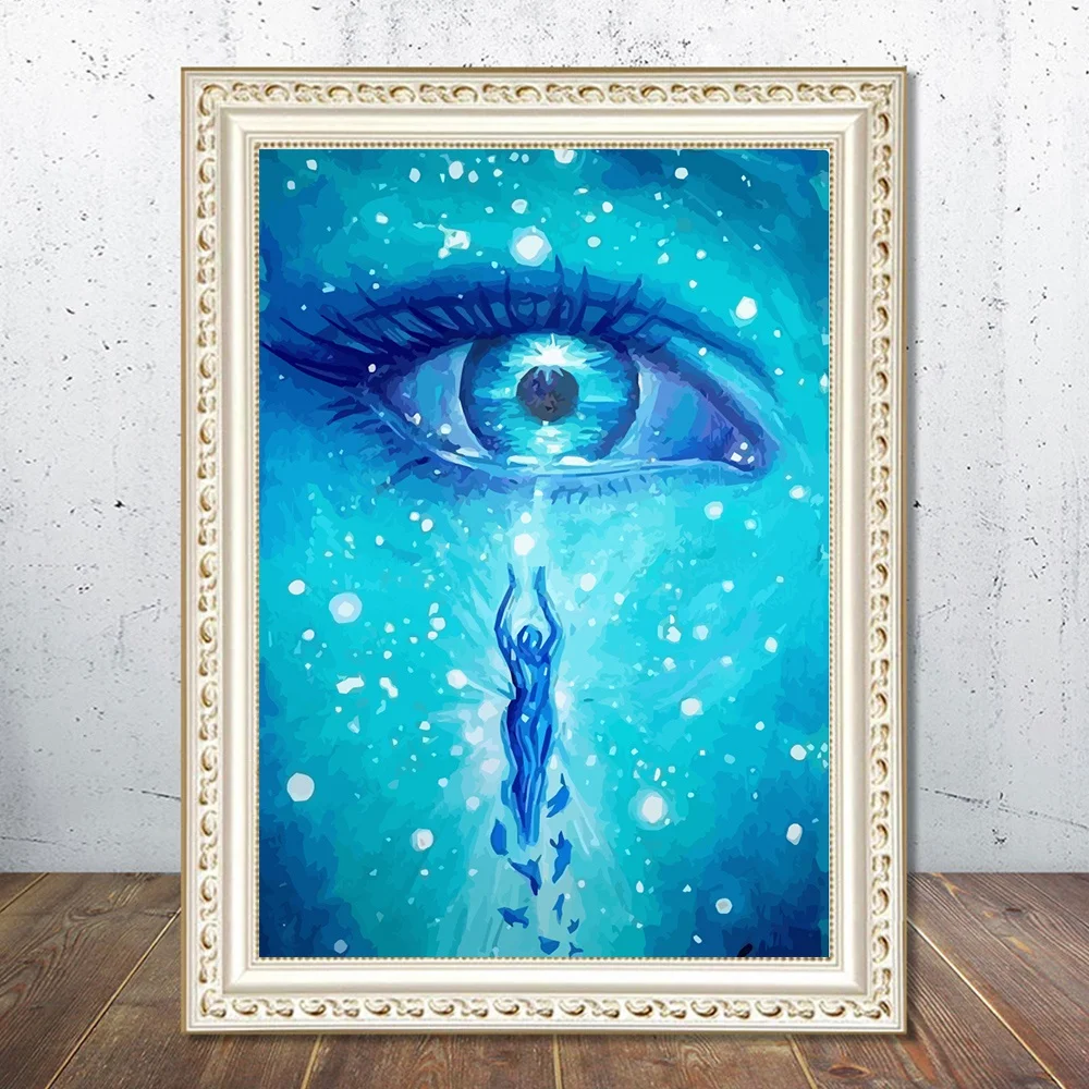 FIYO Framed Paint By Numbers Pictures for Adults Eye on Canvas Digital Coloring Drawing Oil Paintings By Number Home Decor