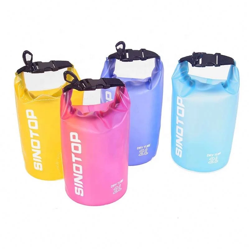 Custom Logo Cheap Ocean Pack Swimming Transparent Roll Top Waterproof Clean Dry Bag 2L For Drifting Kayak Camping