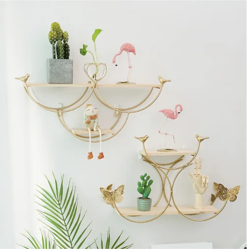 wholesale custom modern display bookcase simple storage solid wood rack floating hanging wall metal shelf