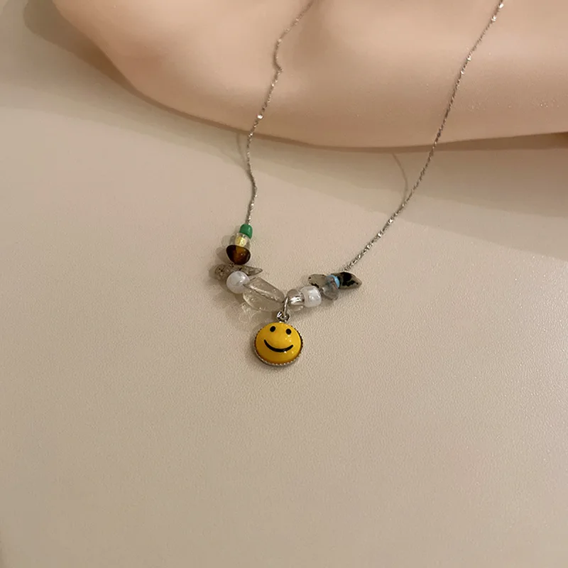 
Hip Hop Charm Jewelry Geometric Pearl Smiley Rope Adjustable Choker Necklaces Punk Fashion Street 