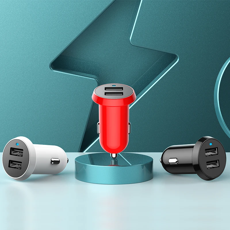 Quick Mini Fast Portable Dual USB Car Charger adapter with led light charger for phone