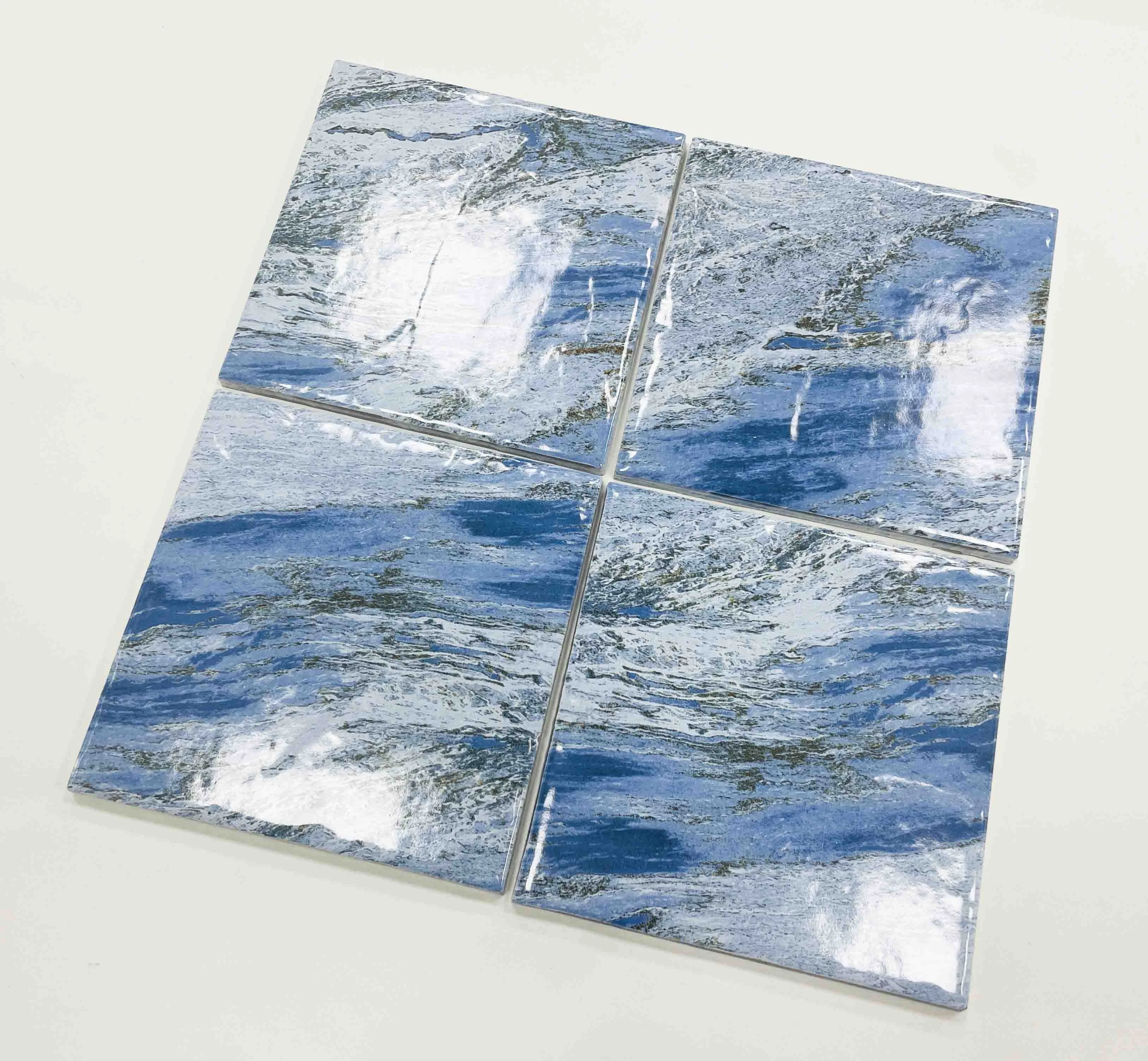 Bathroom Floor Marble Tile Blue Polished Glazed Ceramic Tile