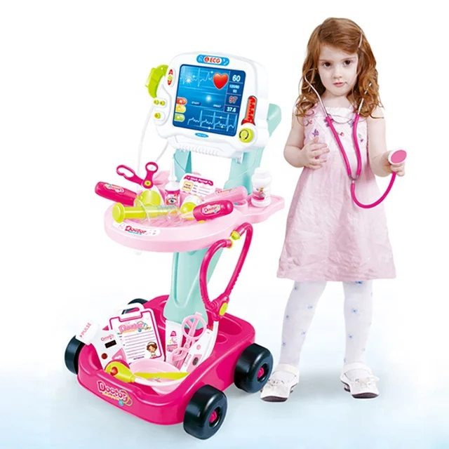 
Preschool educational indoor games medical kit toy doctors play set double-decker trolley role play pretend play for kids 