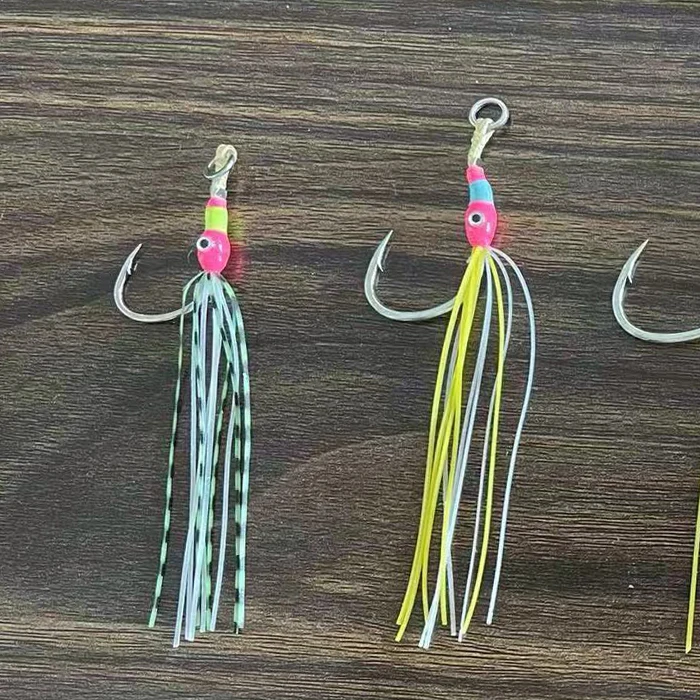 FUNADAIKO saltwater 1/2/3/4/5/7/0 DIY luminous fiber offset single assist highcarbon bass jig fishing hook