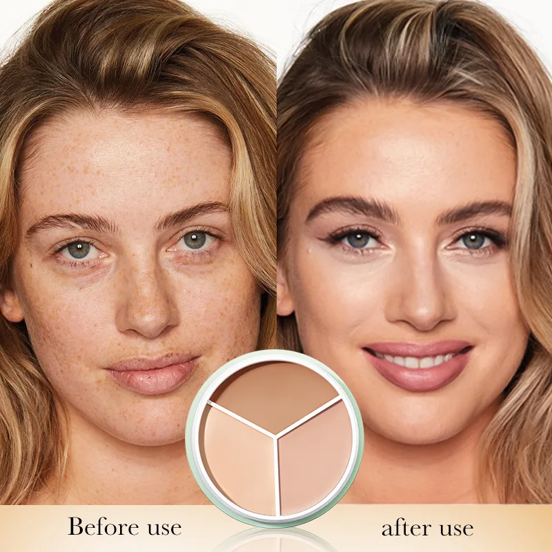 Sadoer 3-color Concealer Palette Full Coverage Dark Circles Acne Pores Cream Face Concealer For Cosmetics