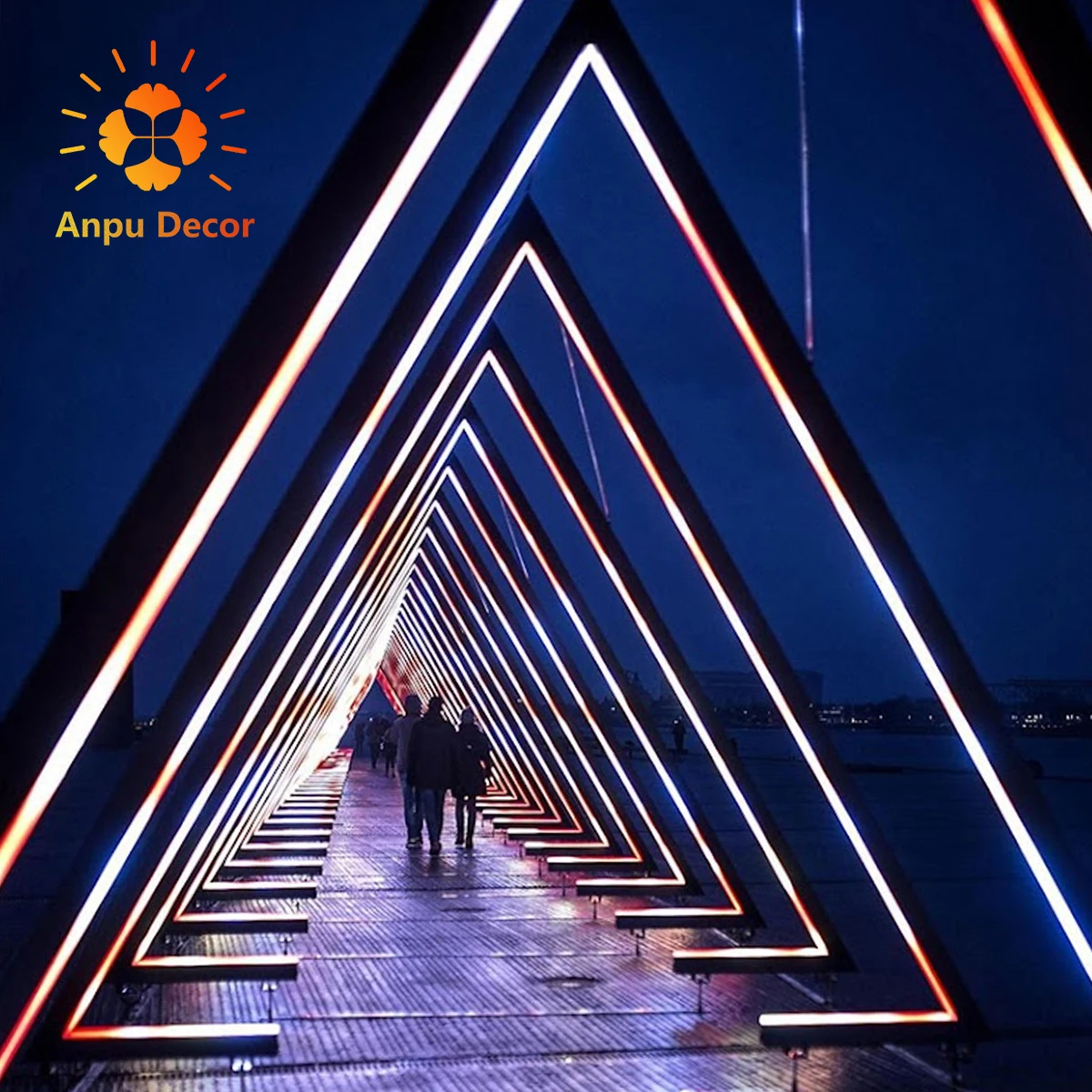 Wedding Geometric Led Metal Arch landscape Door Tunnel Lighted Wedding Backdrops Props Stage Decoration