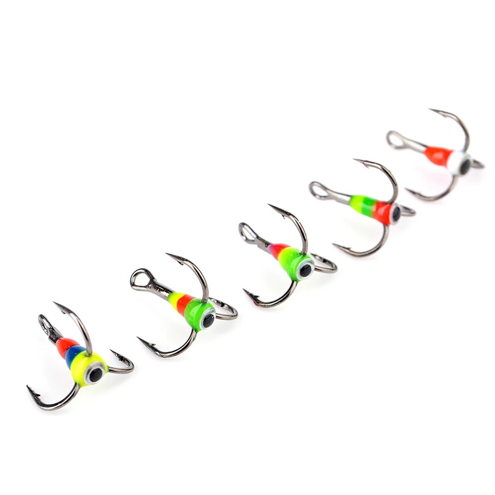 WATERBOY Wholesale 5pcs/pack 8#/10#/12#/14# High Carbon Steel Treble Hook Carp Winter Ice Fishing Hook