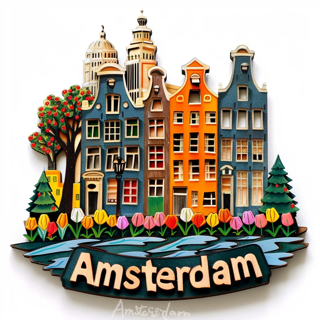 New Style Customized Logo Travel Gift Wooden Fridge Magnet Netherlands Amsterdam Souvenirs Magnet