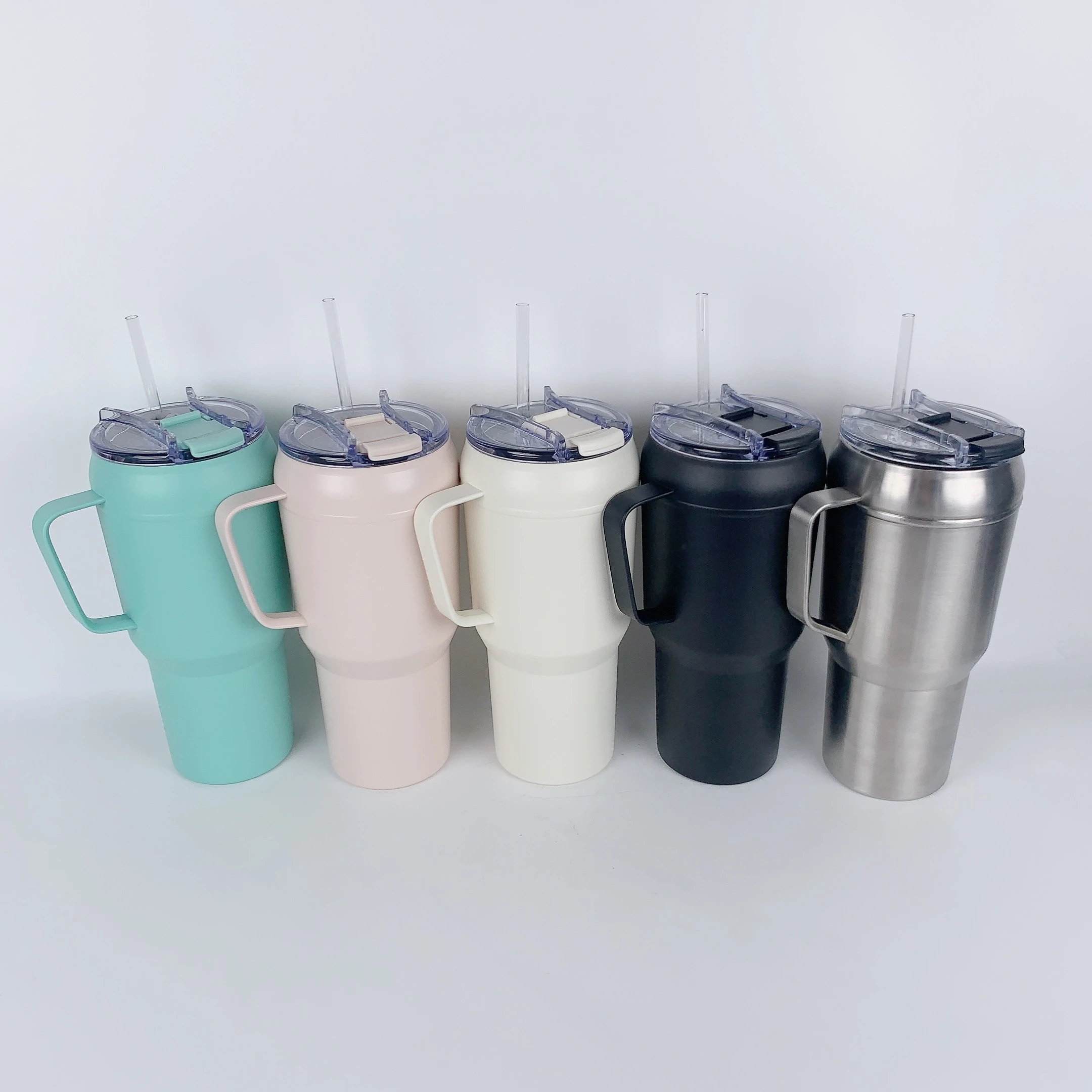 40oz Double Wall Vacuum Stainless Steel Tumbler Insulated Cup with Handle Coffee Travel Mug Durable Powder Coated