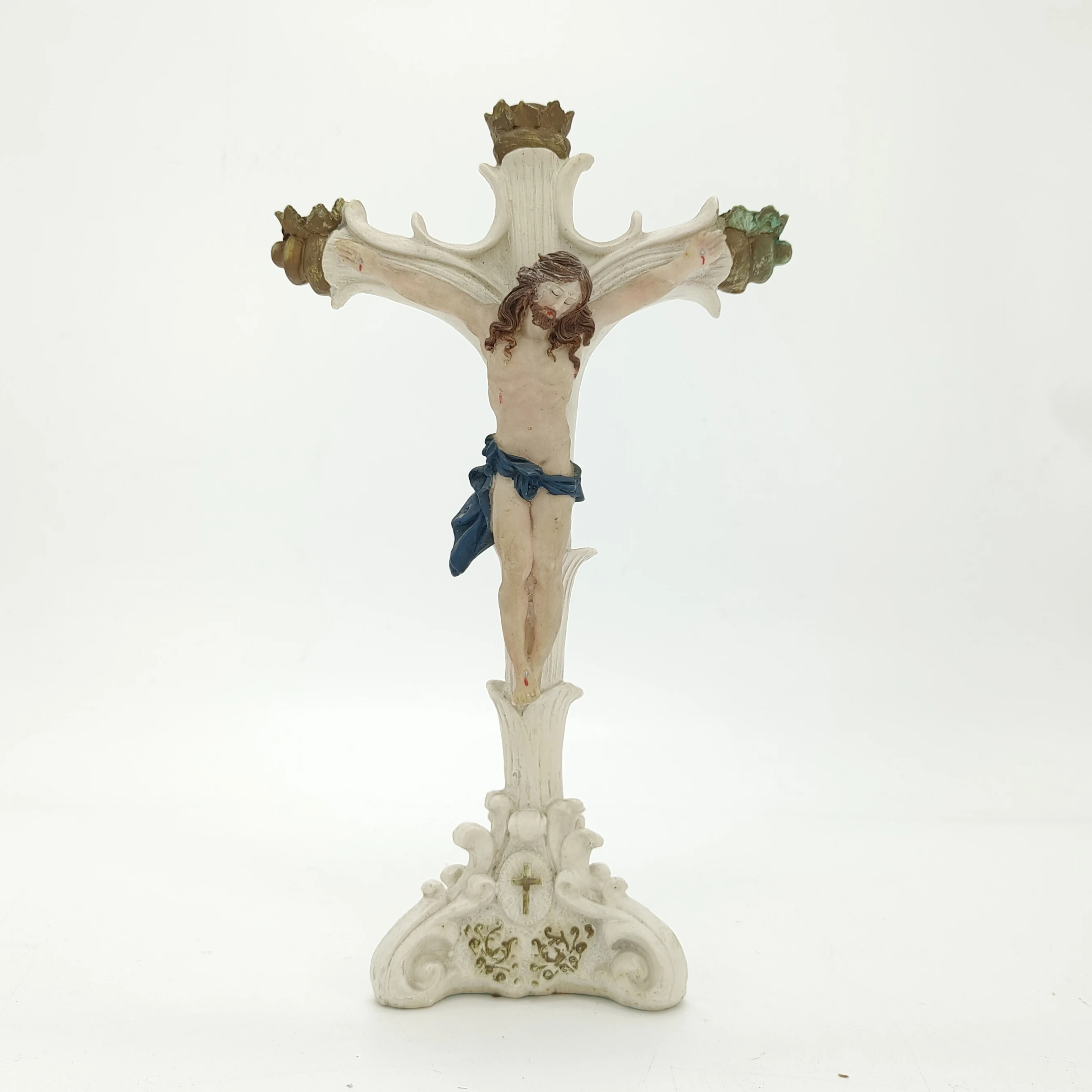 Resin Religious Jesus Crucifix Cross Statue Crafts for Souvenir and Decoration Custom Wall Decor Europe Artificial Xiamen Port