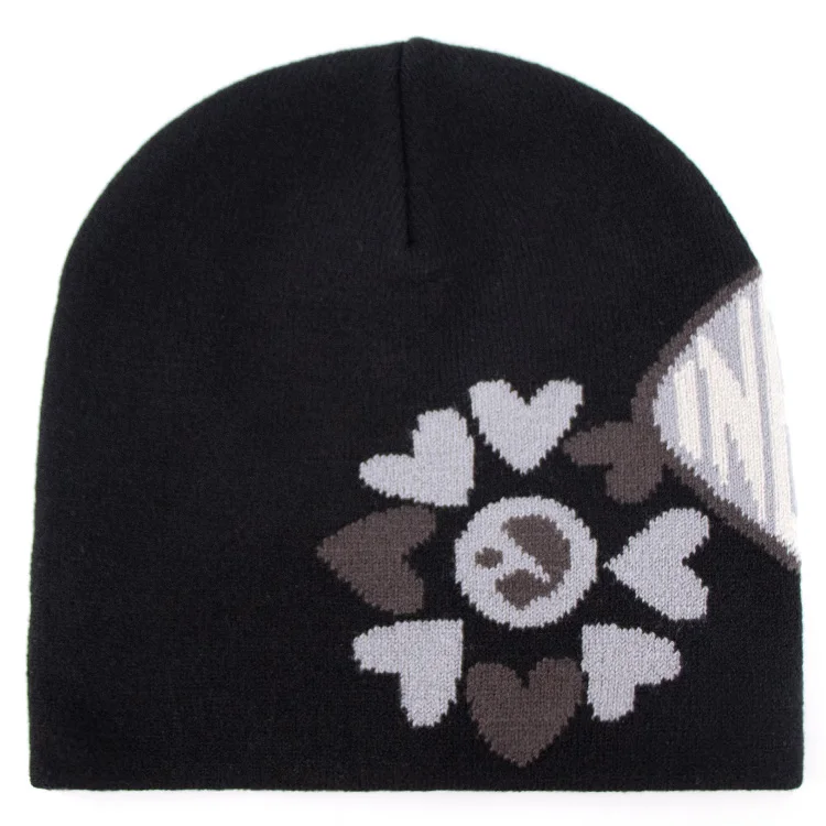 Custom Color Jacquard Skull Cap Soft Cuffless Warm Toque Knit Beanie Manufacture