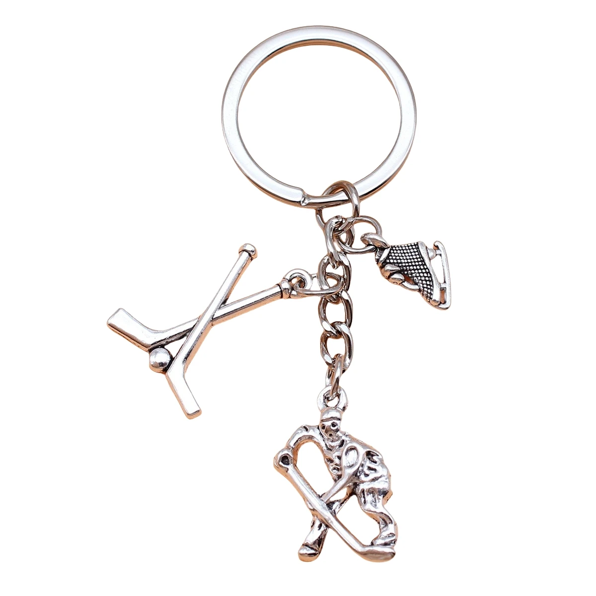 field hockey keychain Winter Skier Competition Sports Key chains Ski Key Rings hockey lovers Gifts Souvenir hockey puck keychain