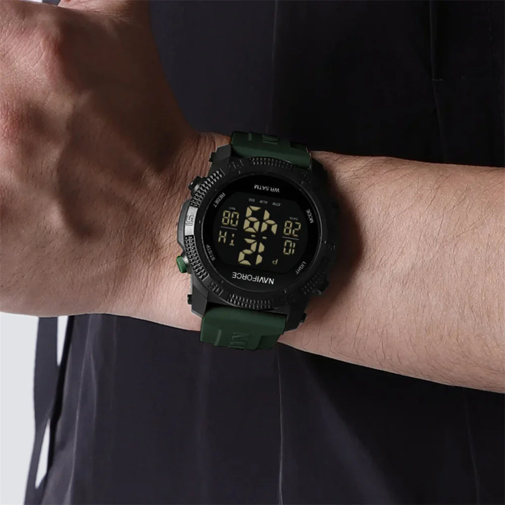 NAVIFORCE 7104 Digital Watch Men Sport Chronograph Male Wristwatch Stopwatch Waterproof Original Man Stopwatch Week Date Alarm