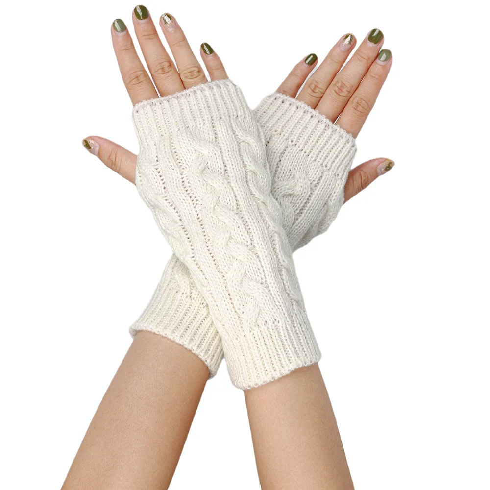 Hot Selling Winter Gloves Warm Yarn Half Finger Short Wrist Finger Arm Cover Winter Warm Acrylic Sleeve Warm Woolen gloves