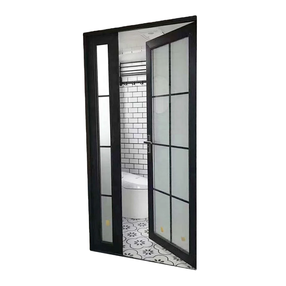 Cheap fancy waterproof single casement door tempered frosted glass aluminium door