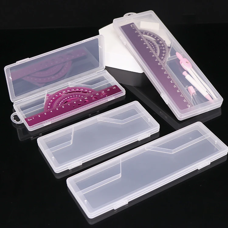 Школьные аксессуары Тонкие пустые математические линейки Канцелярский набор математический треугольная геометрия пластиковая линейка ящик для
