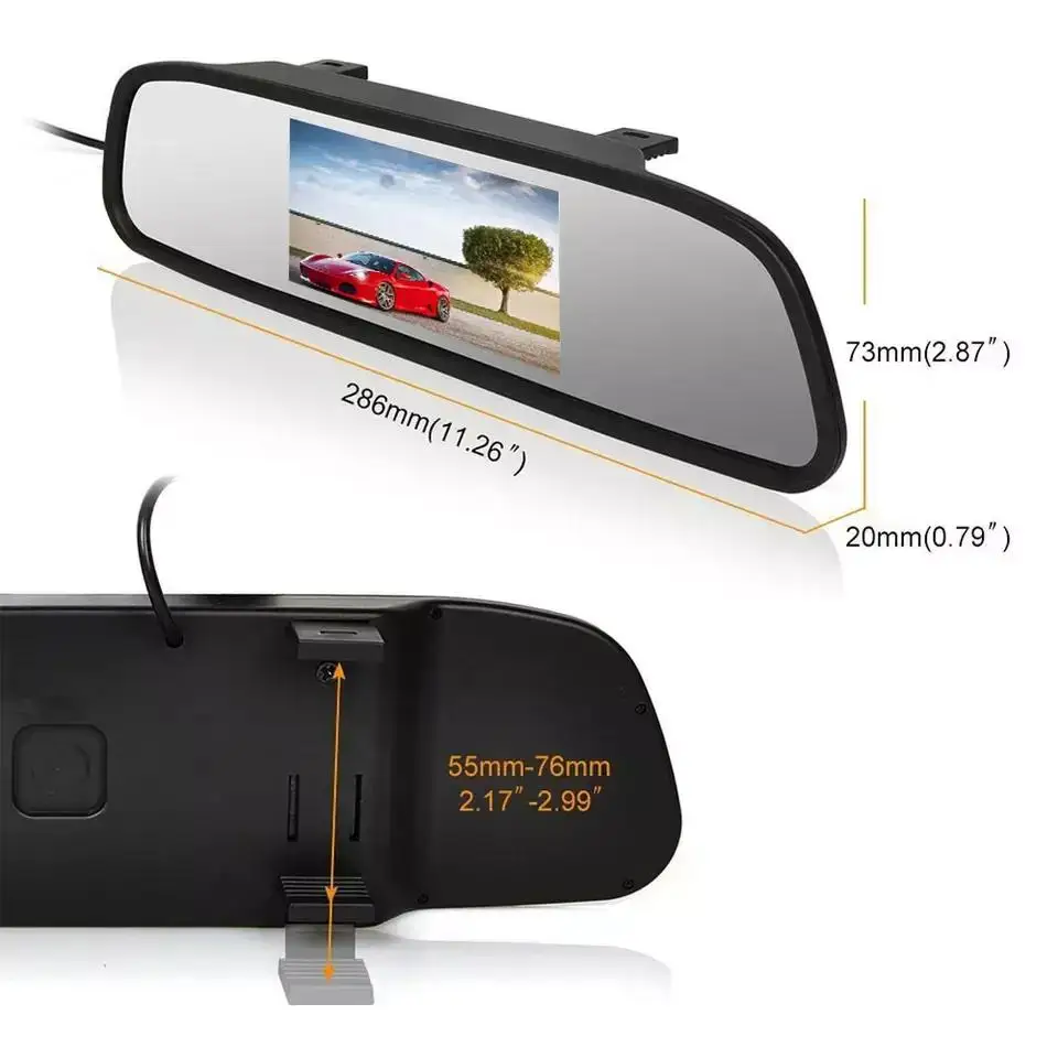 Wholesale price 4.3 inch TFT LCD Display Screen Rear View Mirror Monitor for Universal Car Reversing Backup Camera
