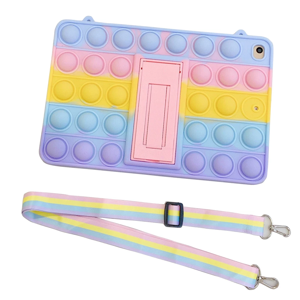 Push Bubble Stand Case for iPad 9.7 mini Tablet Pc Protective Tablet Case for ipad Rainbow with Hanging Rope option