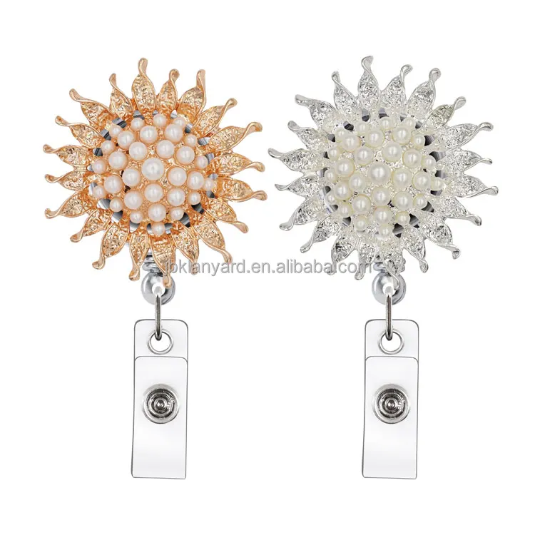 360 Degree Rhinestone Retractable Yo Yo Badge Reel Holder For Lanyard Id Card Holder Nurse Badge Reel