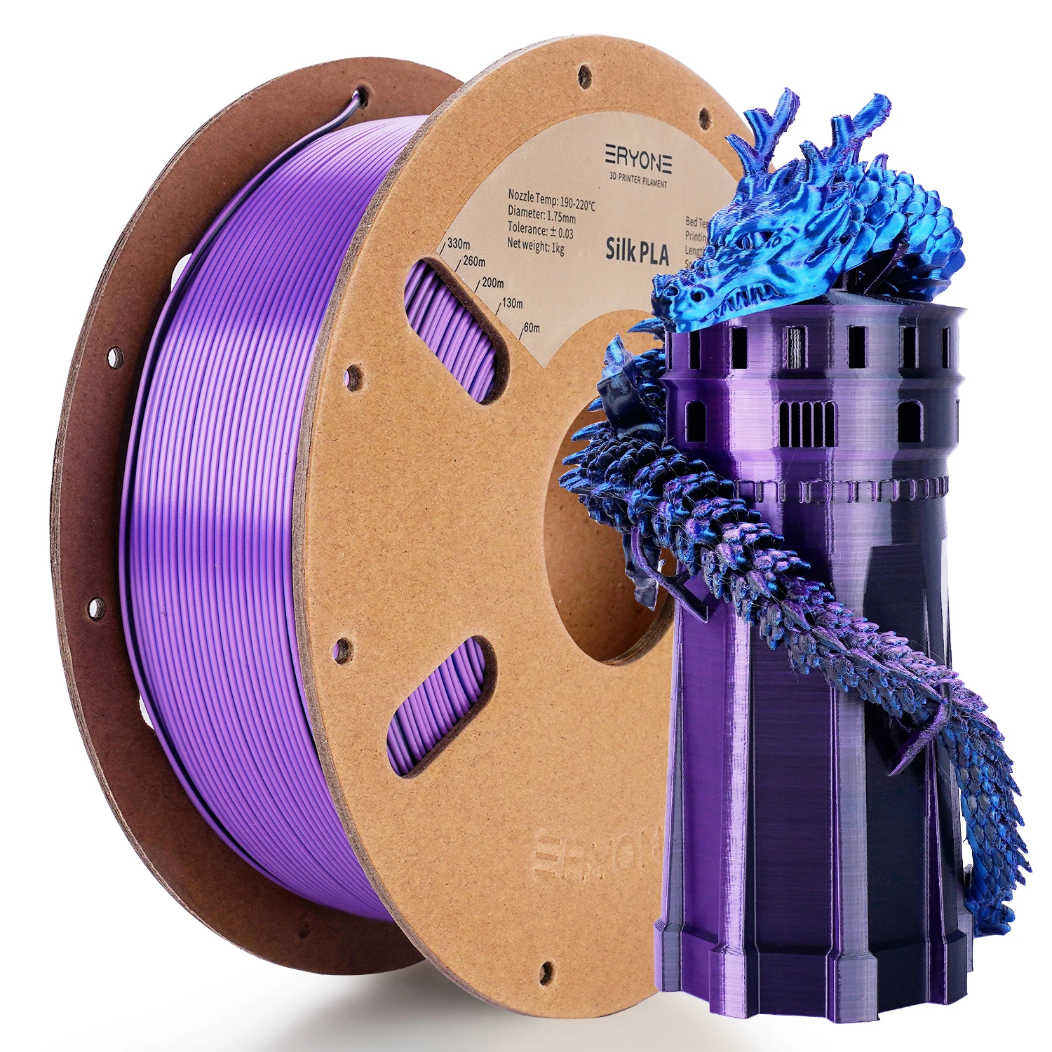 High Quality 3D Printer Filament Silk Tri Color PLA 1Kg PLA Filament Eryone Hot Selling Silk Tri Color PLA Filament