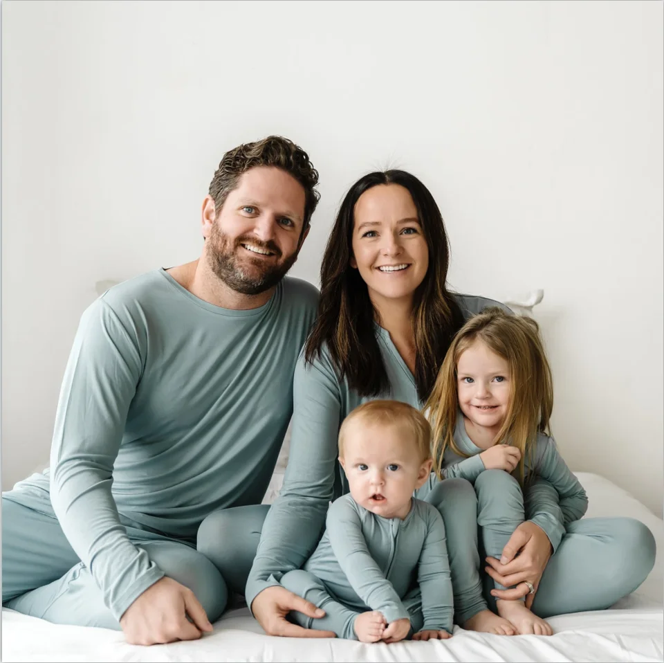 Custom Family Matching Outfits Pajamas Solid color bamboo clothes parent and child home wear wholesale