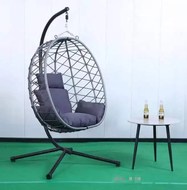 Outdoor Living Room Standing Egg Chair Foldable Egg Chair PE Plastic Rattan Weave Egg Chair Cheap Outdoor Furniture
