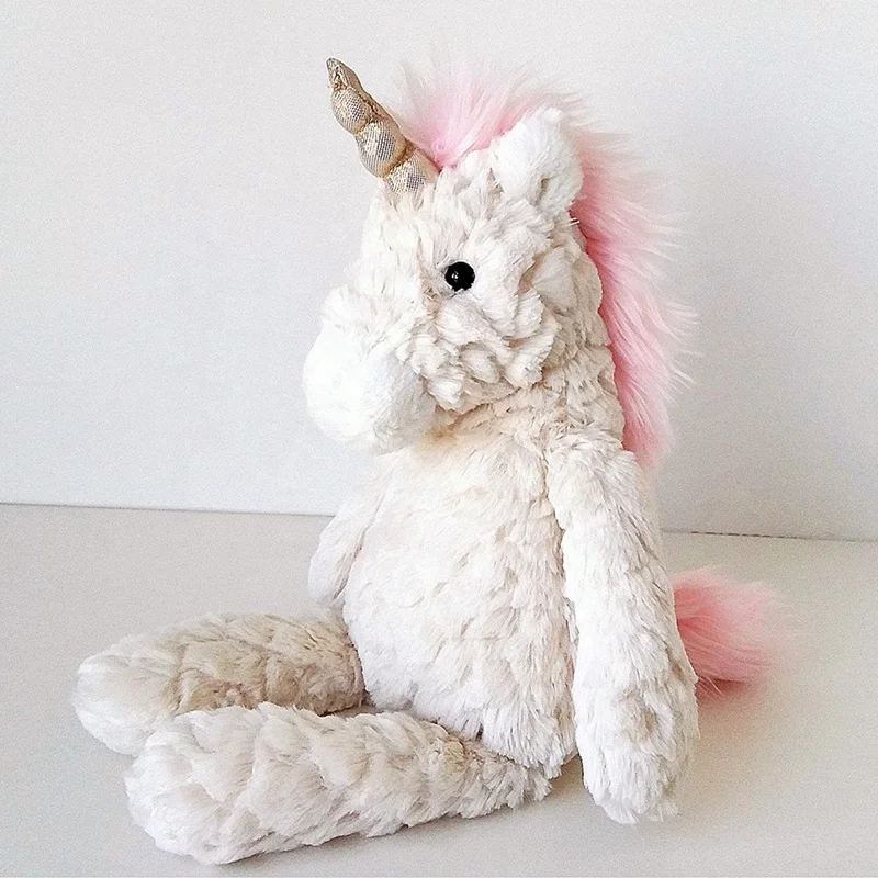 
2020 New arrival white horse with horns soft unicorn stuffed baby plush toys 
