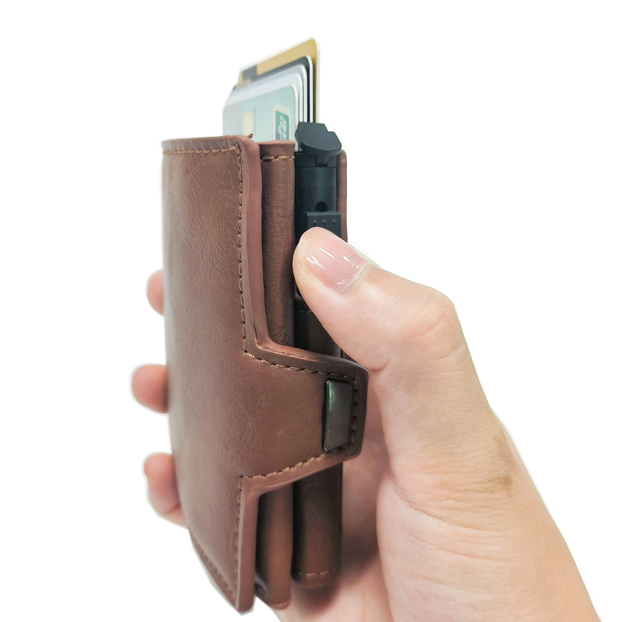 Wholesale Custom Slim Long Magnetic wallet RFID blocking aluminum money clip pop up credit card holder wallet with clip