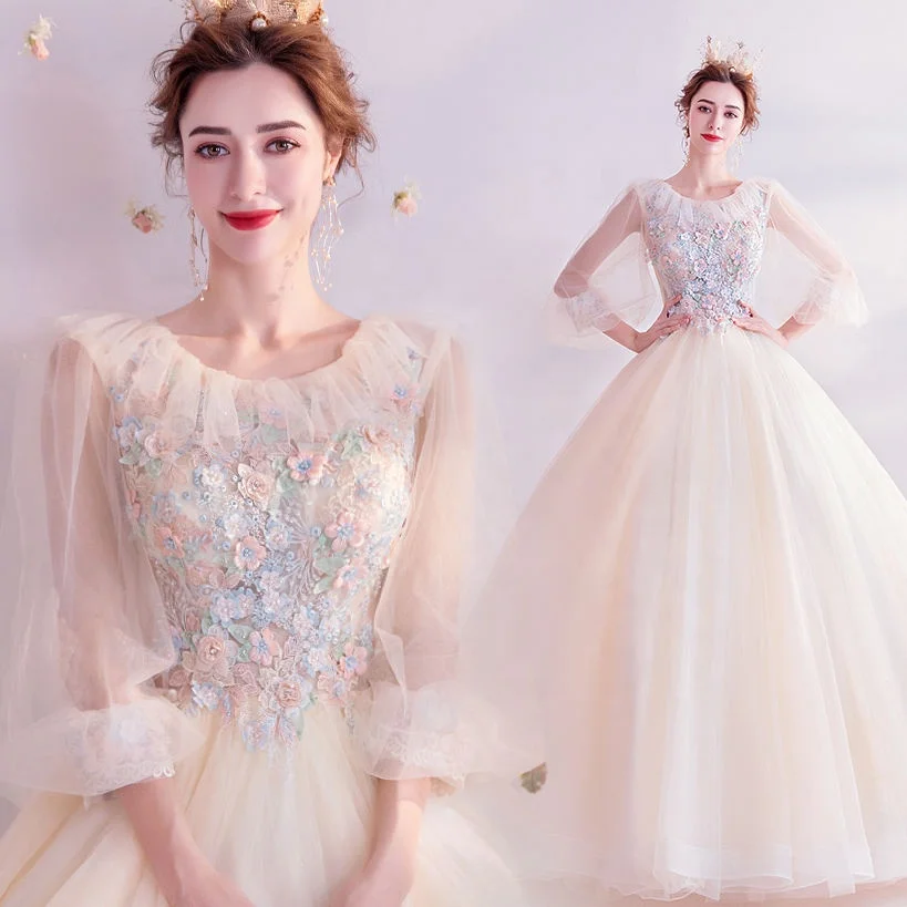 Women Embroidered Chiffon Bridesmaid elegance Long Evening Party Prom Gown