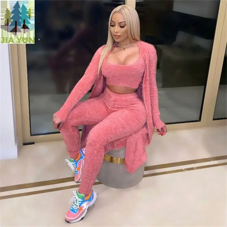 Новое поступление 2021, комплект из трех предметов, Женская Клубная одежда, теплые пальто, женская одежда