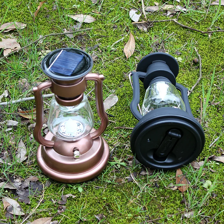 Solar Powered Tungsten Lamp Home Party Camping Decoration Lantern LED Rechargeable Hand Crank Lights with 3 Charging Methods