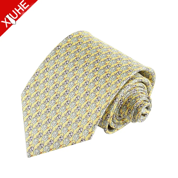 Handmade Fashion Design Men Tie Cartoon Pattern Silk Necktie Custom Printed Silk Men Ties