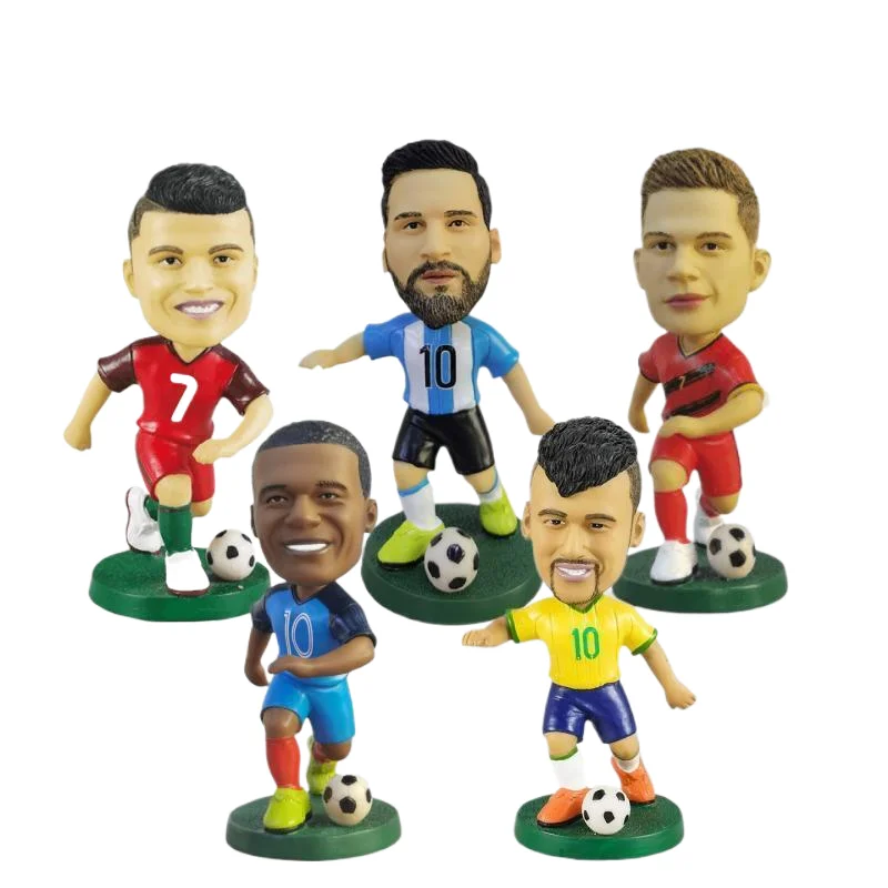 Soccer player doll hand 12cm car accessories home decoration for boys gifts bobblehead trophy customized