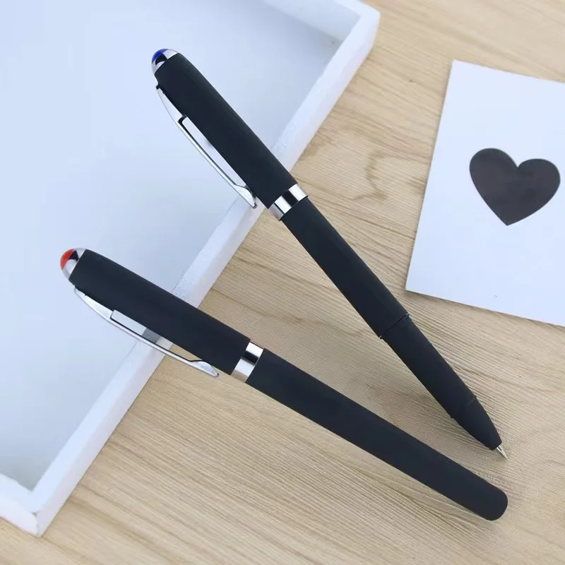 High Quality Luxury Office Stationery Rubber Coated Black Plastic Company logo Gel Pen Custom logo