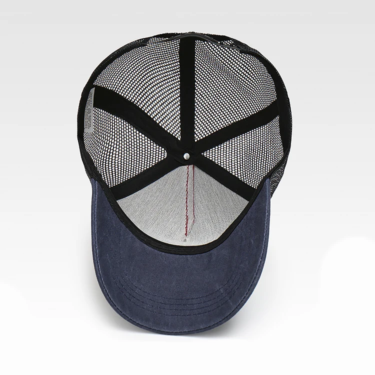 Wholesale High Quality Custom American Flag Embroidery Logo Manufacturer 5 Panel Vintage Mesh Trucker Hat Curved Brim