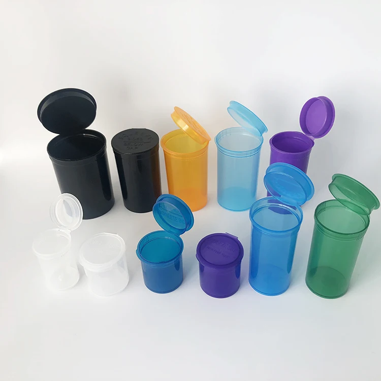 Child Resistant 6/13/19/30/60Dram Plastic Pop Top Bottles Vials, Squeeze Pop Top Tubes Medicine Pill Capsule containers pots
