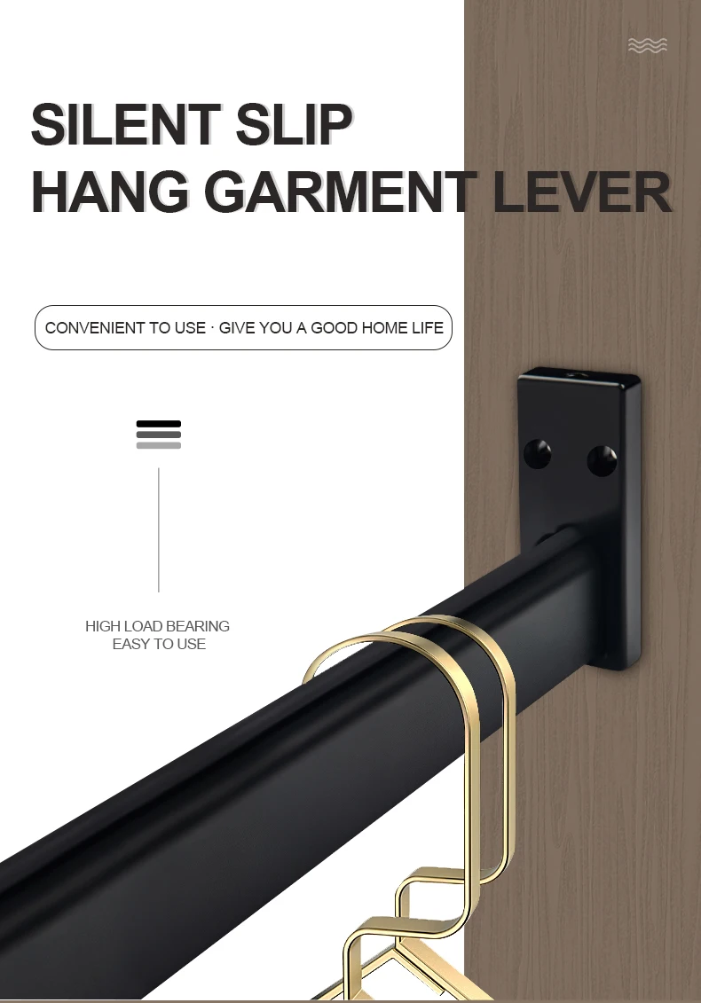 Aluminum Customized Black  Wardrobe Hardware Hanging Rail Wardrobes Closet Silent Non-slip Clothes Wardrobe Tube