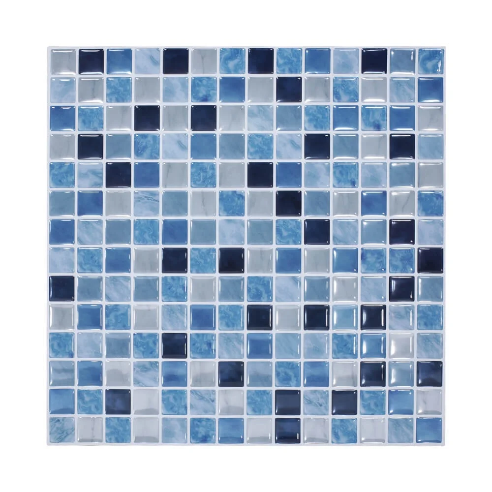 Blue Marble Square Tile Stickers Stick on Kitchen Splashbacks Self Adhesive Wall Tiles Enjoy Cooking 3D Gel Mosaic