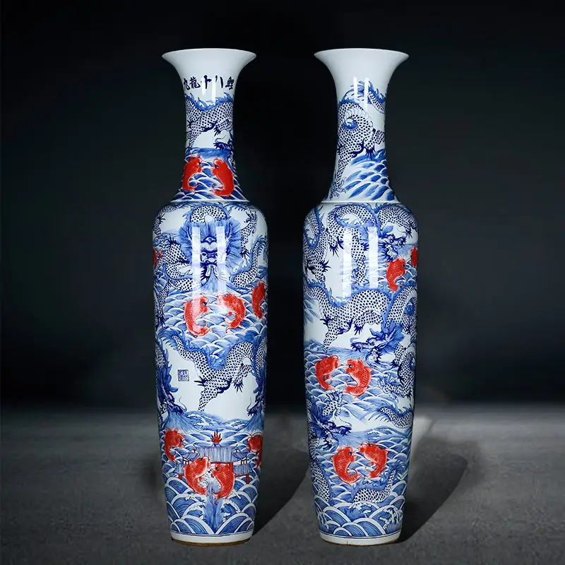 China Large Ceramic Vases Dragon Pattern 71'H